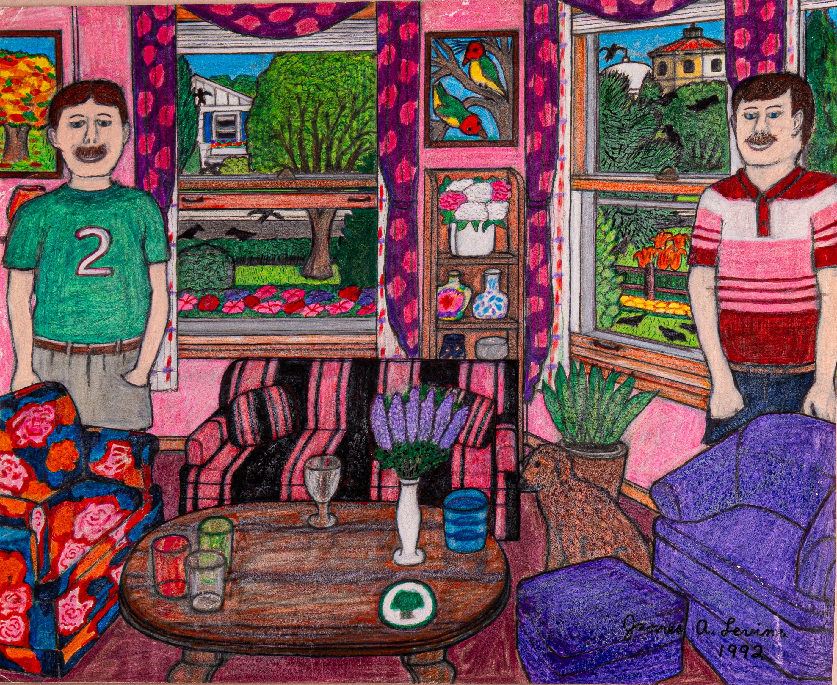 James A. Levine "A Maximalist Room With Two Men" Art Print 11 x 14
