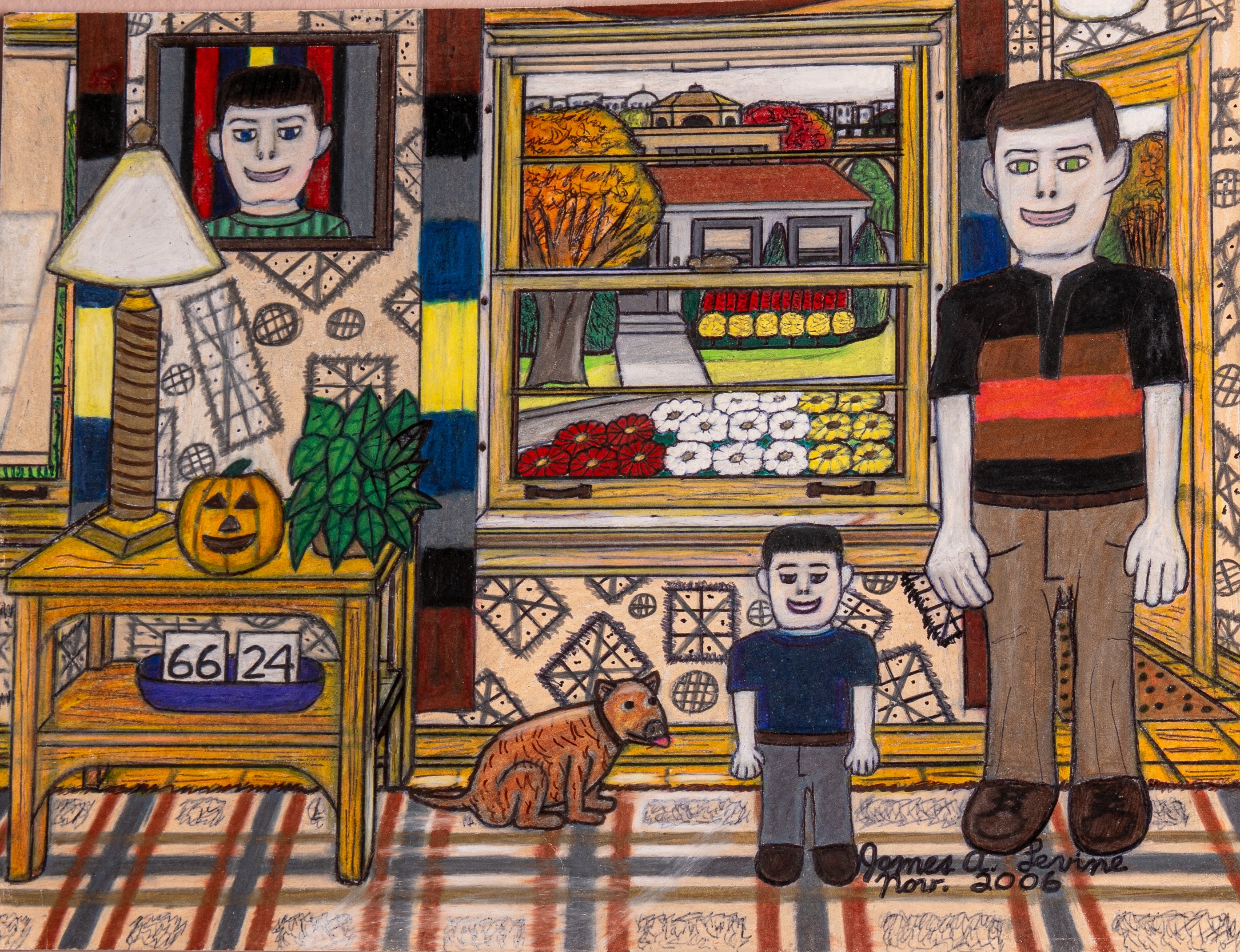 James A. Levine "Fall Family Scene" Art Print 11 x 14