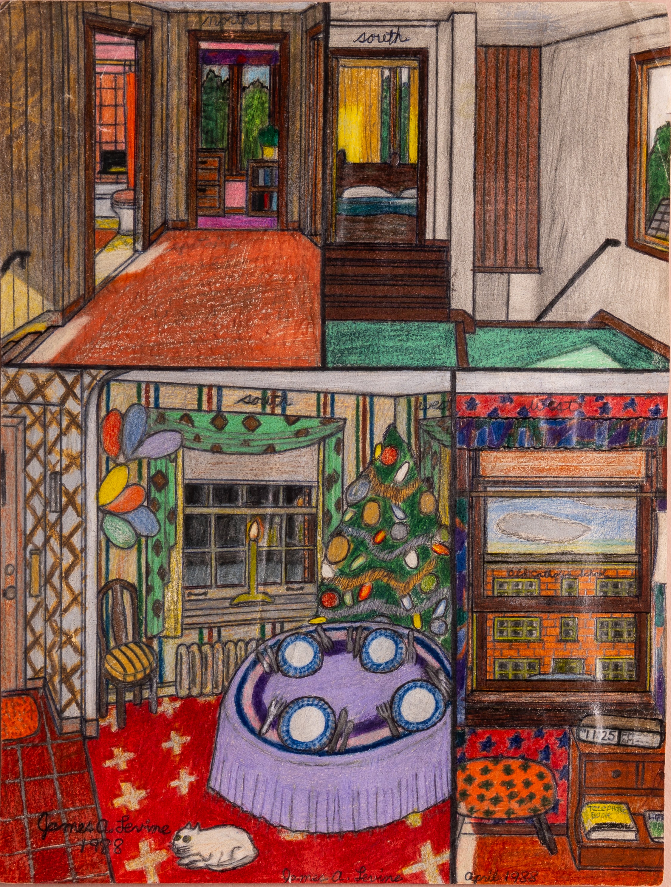 James A. Levine "Four Room Scenes" Art Print 11 x 14