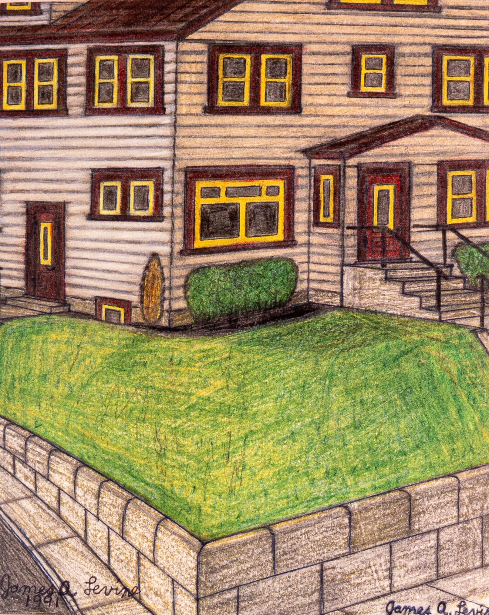 James A. Levine "House with Green Lawn" Art Print 8 x 10