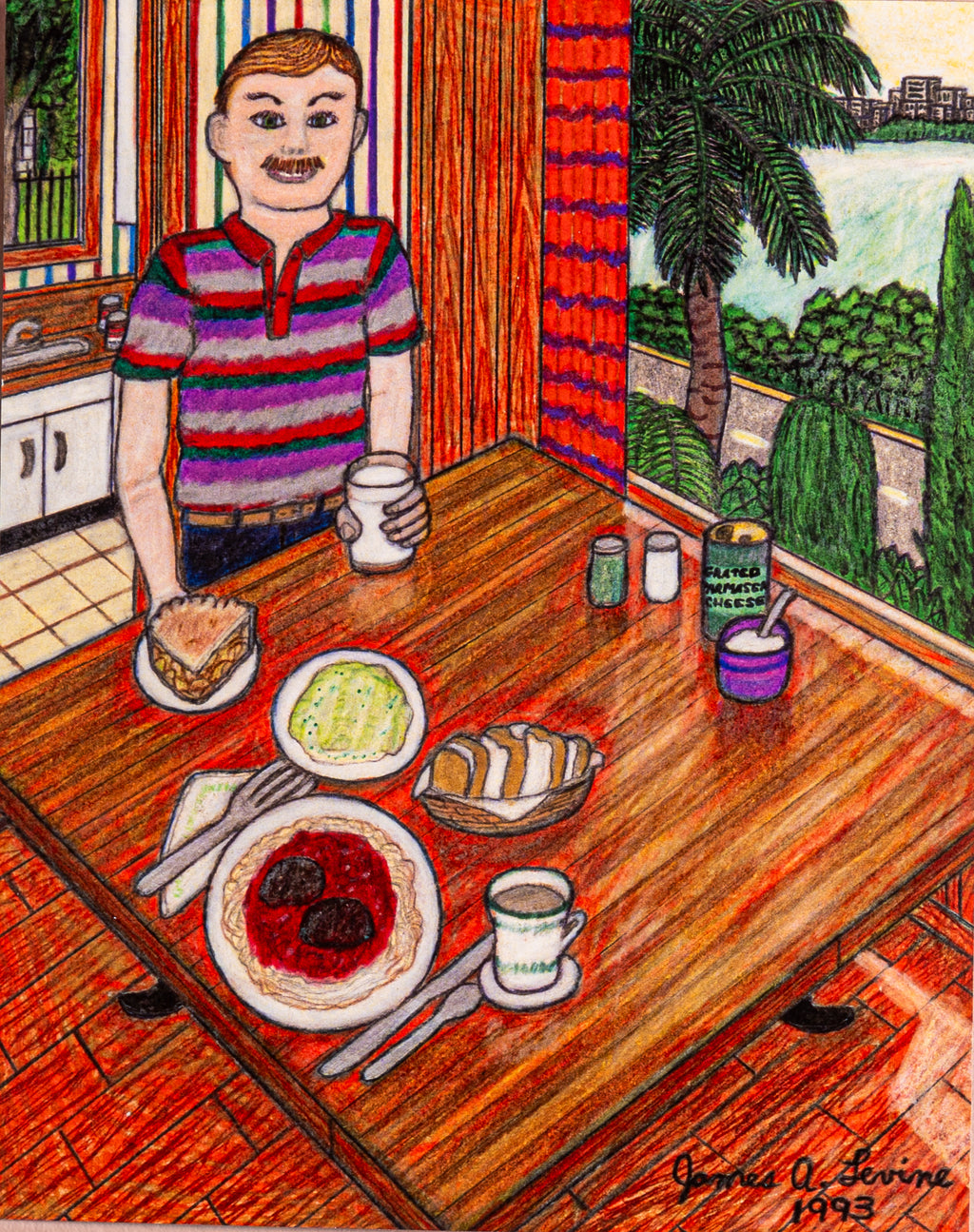 James A. Levine "Spaghetti Dinner with a View" Art Print 8 x 10