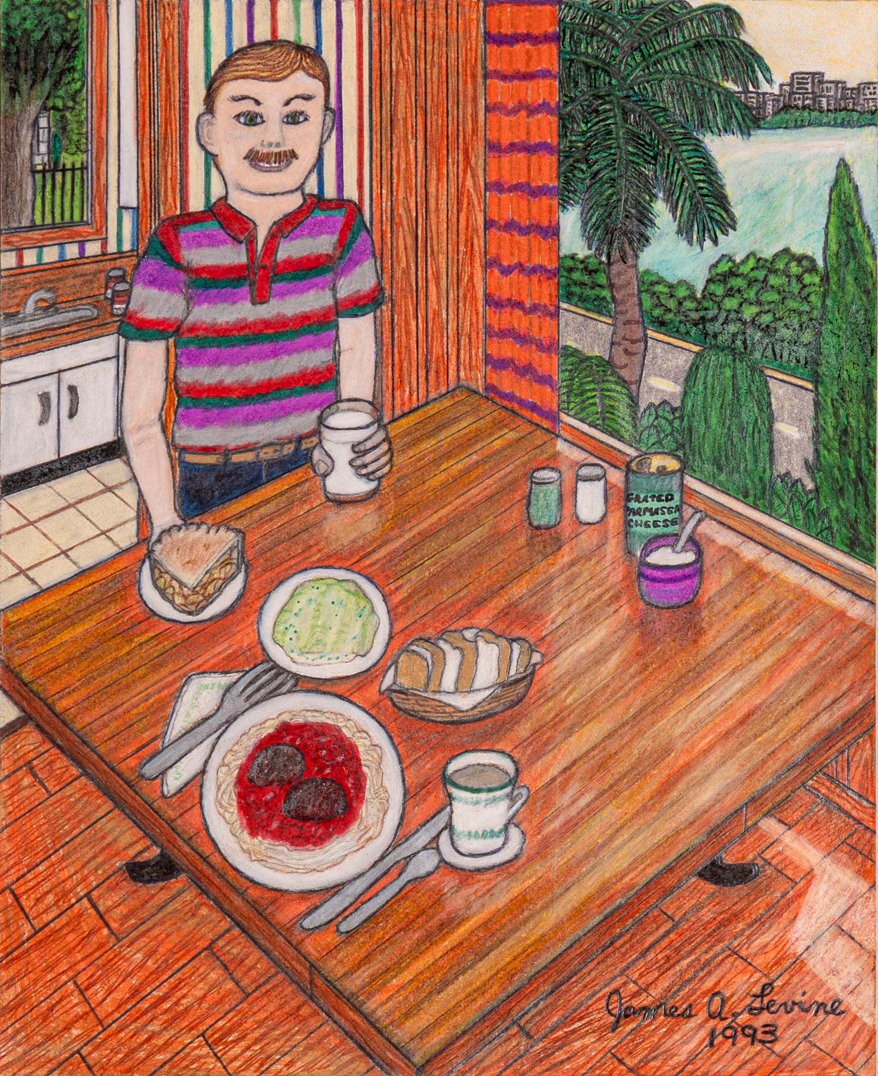 James A. Levine "Spaghetti Dinner with a View" Art Print 8 x 10